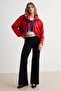 Siyah Esnek Ve Vücudu Saran Kumaş Flare Çan Paça Örme Pantolon TWOAW27PL00132