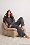 Navy Blue Striped Buttoned Knitted Large Size Pajamas Set Tbbaw27Ai00047 - 3