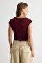 Siyah-Gri Melanj-Bordo Düz Fitted Bisiklet Yaka Kolsuz Crop Yumuşak Örme Bluz TWOSS26BZ01089 - 7