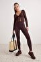 Brown Tie-Dye Diver/Scuba Fabric Knitted Sports Top/Blouse Thmaw27Bz00008 - 2