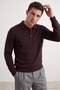 Kahverengi Regular Fit Polo Yaka Basic Triko Kazak TMNAW24KZ00067 - 4