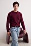 Burgundy Regular/Normal Cut Soft Tuşe Basic Knitwear Sweater Tmnaw27Kz00029