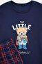 Navy Blue Regular Plaid Teddy Bear Printed Knitted Pajama Set Tmnaw27Pt00034 - 6