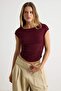 Siyah-Gri Melanj-Bordo Düz Fitted Bisiklet Yaka Kolsuz Crop Yumuşak Örme Bluz TWOSS26BZ01089 - 5