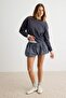 Anthracite Ribbed Flexible Raglan Sleeve Regular Fit Knitted Sweatshirt Twoaw27Sw00085 - 2