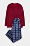 Burgundy Regular Plaid Fleece Pajama Set Tmnaw26Pt00075 - 5