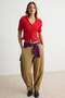 Kırmızı Düz Fitted Kaçık Yaka Crop/Kısa Triko görünümlü Örme Bluz TWOAW27BZ00131 - 2
