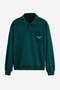 Dark Green Oversize/Comfortable Fit Embroidered Polo Collar Sweatshirt Tmnaw27Sw00022 - 5