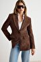 Koyu Kahverengi Fitted Kadife Blazer Ceket TWOAW27BC00030 - 3