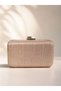 Women's Rose Gold Laser Fabric Stylish Evening Dress Clutch Bag with Extra Chain and Detachable Handle