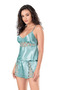 Aqua Satin Babydoll Shorts Set - 2