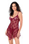 Burgundy Lace Embroidered Short Tulle Nightgown - 2