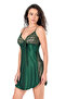 Lace Embroidered Petrol Thin Strap Short Satin Nightgown