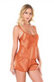 Orange Satin Babydoll Shorts Set - 2