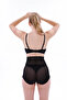 Black Laser Cut Tulle Gathering Slip Ghost Panty Corset - 2