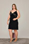 Plus size chic design lace embroidered black luxury nightgown - 2