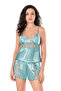 Aqua Satin Babydoll Shorts Set
