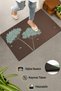 Door Mat 45X70Cm Non-Slip Base Indoor Outdoor Coriander Flower Motif Brown - 3