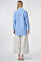 Stripe Pattern Embroidery Appliqué Viscose Tunic Airman Blue - 5