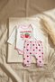 Baby Girl Strawberry Embroidered 100% Cotton Long Sleeve Badi and Gingham Patterned Bottom Set - Pink White Vin - 6