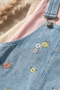 Baby Girl Floral Embroidered Denim Salopet and Pink Ruffle T-Shirt 2-Piece Set - 100% Cotton Vintage Spring - 6