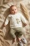 100% Cotton Ribbed Hello Friend Dog Embroidered Alphabet Patterned Baby Boy 2-Piece Top and Bottom Set - 3