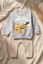Sky Explorer 100% Cotton Baby Boy Set - Gray Airplane Embroidered Sweatshirt and Beige Pants Combination - 2