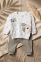 100% Cotton Ribbed Hello Friend Dog Embroidered Alphabet Patterned Baby Boy 2-Piece Top and Bottom Set - 2