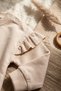 Baby Girl Beige Heart Printed Ruffle Sweatshirt and Trousers Set - 100% Cotton Stylish Two-Piece Combination - 6