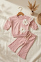 Flora Floral Detailed Lace Baby Girl 2-Piece Top and Bottom Set - 100% Cotton Anti-Sweat Premium Series - 3