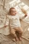 Baby Girl Embroidered Scallop Detailed Cotton Sweatshirt and Sweatpants Two-Piece Set - Cream and Coffee - 3