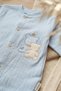 100% Cotton Muslin Baby Romper and Ear Hat Set - Embroidered with Teddy Bear, Breathable Soft Fabric - 6