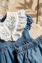 Baby Girl Blue Floral Embroidered Brode Collared Denim Dress and Bloomers Set - Vintage Style Jean Baby - 6