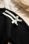 Black and White Striped Ribbon Detailed Baby Girl and Child Cotton Tracksuit Set - Soft Textured Two-Piece - 4
