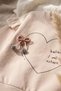 Baby Girl Beige Heart Printed Ruffle Sweatshirt and Trousers Set - 100% Cotton Stylish Two-Piece Combination - 4