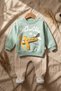 Sky Explorer 100% Cotton Baby Boy Set - Green Airplane Embroidered Sweatshirt and Beige Pants Combination - 2
