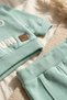 Dino Adventure Embossed Printed Baby Boy Tracksuit Set - Cotton Green Two-Piece Top and Bottom Set - 6
