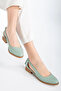 Volpen Leather Short-Heeled Shoes Mint Green - 3
