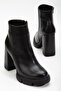 Zeta Platform Heel Leather Boots Black - 7