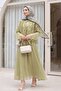 Tie-Front Ruffled Lined Asymmetrical Cut Cupra Set - Green - 4