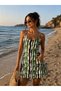 Women's Patterned Woven Dress with Straps and Pockets