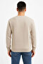 Men's Three Thread Plain Crew Neck Sweatshirt - Beige - 4