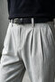 Gray Pleated Baggy Fabric Pants - 4