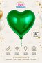 Green 18 Inch Heart Foil Balloon Helium Compatible Birthday Valentine's Day Party Decoration - 2