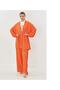 Orange Gofre Kimono Top and Bottom Set