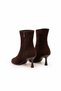Women's Heeled Boots Genuine Brown Suede - 3