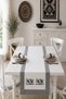 Ethnic Printed Runner, Console, Coffee Table Cover-Natural&Anthracite