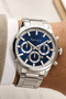 Men's Wristwatch with Calendar Steel Band Steel Case 3 Atm Water Resistant Silver-Blue Zmfer161 - 4