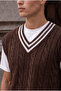 Oxford Relaxed Fit Stripe Collar Braided V-Neck Men's Knitwear Sweater - Brown - 2