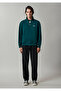 Patch Embroidered Semi-Zip Green Sweatshirt 0S10613-90366 - 5